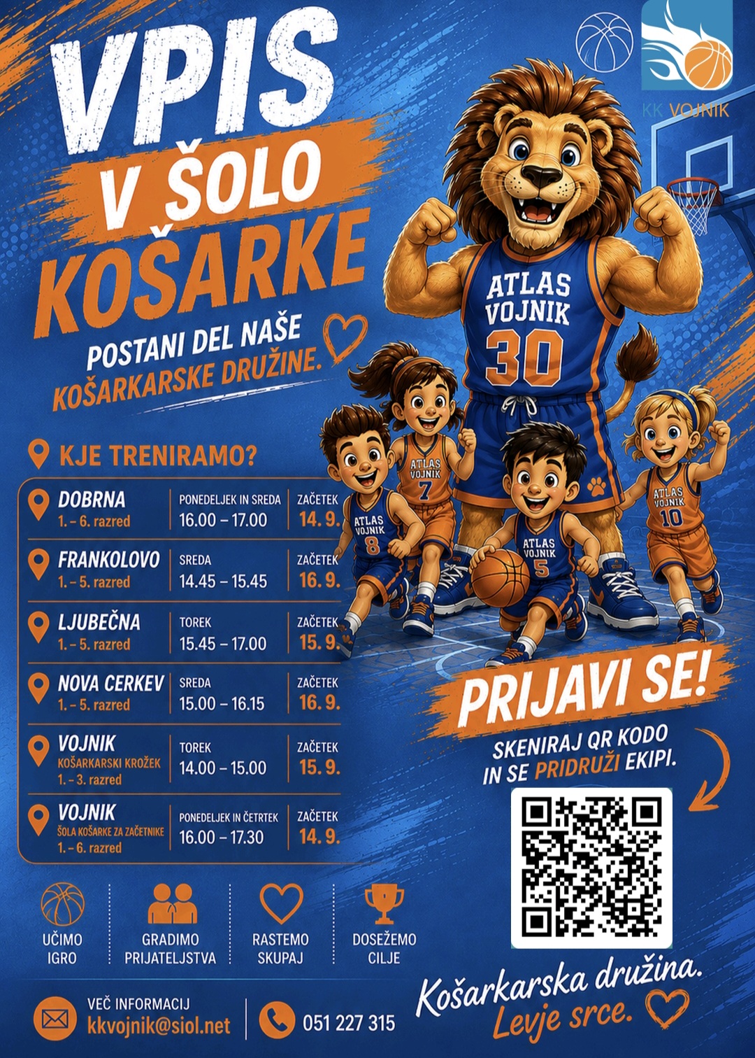 VPIS V KOŠARKARSKO ŠOLO ATLAS VOJNIK